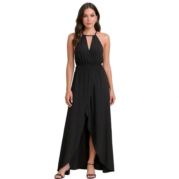 express black halter dress Satin Twist Halter Neck Midi Dress
